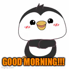 Cute penguin saying good morning