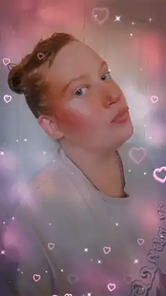 Woman with pink heart filter
