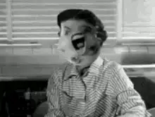 Woman's face morphing into multiple screaming faces