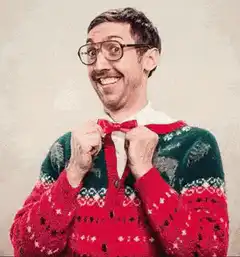 Man in Christmas sweater changing colors