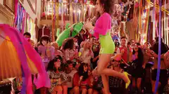 Woman dancing at a colorful party