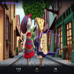 Puzzle game with knitted girl