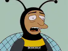Bee character yelling yay