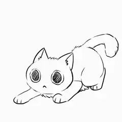 sketch cat with big eyes