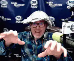 Ben Maller in tinfoil hat screaming