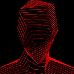 Red wireframe head morphing