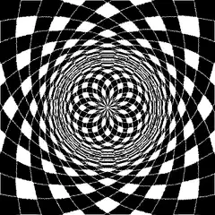 Black and white hypnotic checkerboard spiral