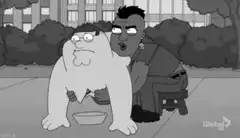 Brian and Cleveland eating cereal