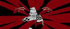 Harley Quinn flying with a bomb