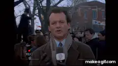 Bill Murray reporting with a smile