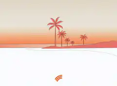 sunset beach with palm trees