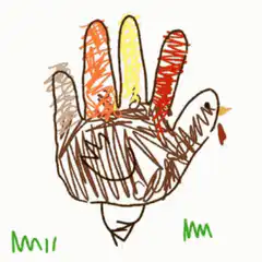 Colorful hand turkey drawing