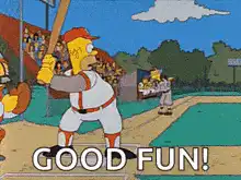 Homer Simpson gets hit by a pitch