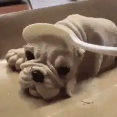 Bulldog cake head cut off
