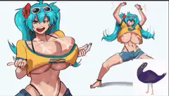Hatsune Miku dancing with a bird