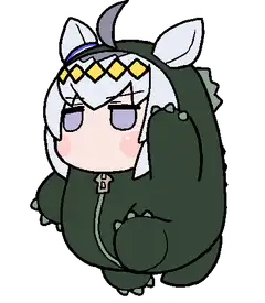 chibi dinosaur onesie character waving