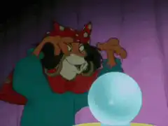 Jafar looking into a crystal ball