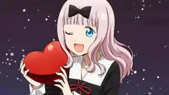 Anime girl holding red heart