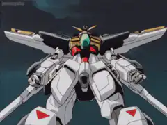 Wing Gundam Zero flying with beam sabers