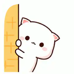 cute cat peeking from behind wall