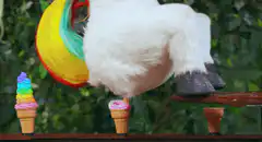 Rainbow unicorn pooping ice cream