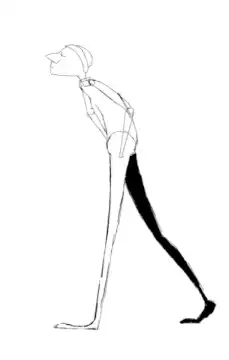 cartoon man walking with long legs