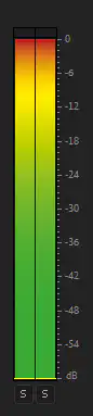 Vertical dB meter with red and green gradient