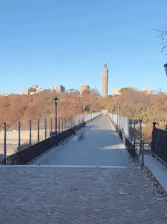 Bridge to city skyline