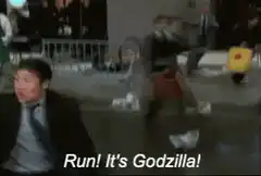 Man screaming Run It's Godzilla