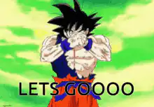 Goku powering up with lets goooo