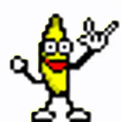 pixel art banana rock on