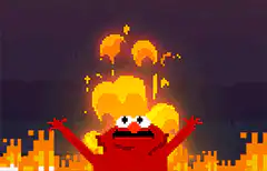 pixel art elmo on fire