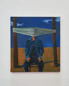 Man with plastic bag over head