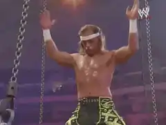 Wrestler flexing muscles