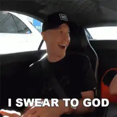 Man in car swearing to god