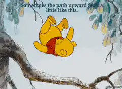 Winnie the Pooh falling down a tree