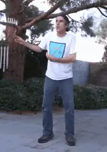 Man doing the running man dance