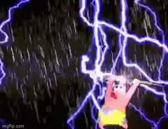 Patrick Star holding lightning rod