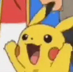 Pikachu excitedly jumping