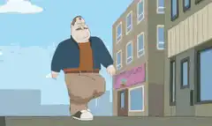 Fat guy walking down the street