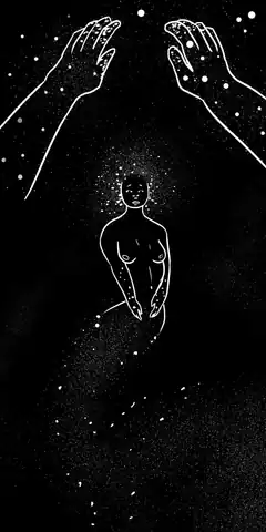 Hands Reaching Down to a Starry Figure