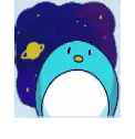 Blue penguin in space