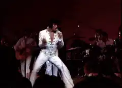 Elvis Presley performing on stage