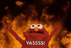 Elmosss! Elmo surrounded by fire