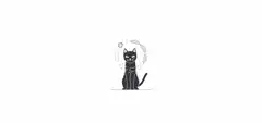 Black cat with halo and wings