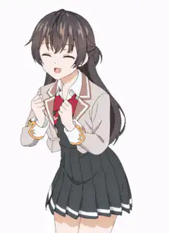 Anime girl in school uniform excited