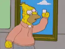 Homer Simpson screaming at a photo