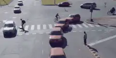 Cars driving in circles at an intersection