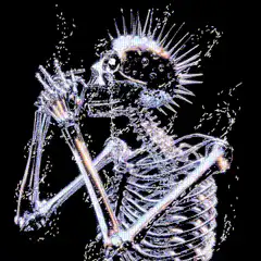 Skeleton with spiky hair