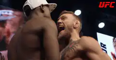 Conor McGregor yelling at Floyd Mayweather